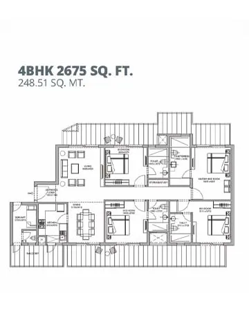 Bestech Altura 4 BHK + Servant unit plan